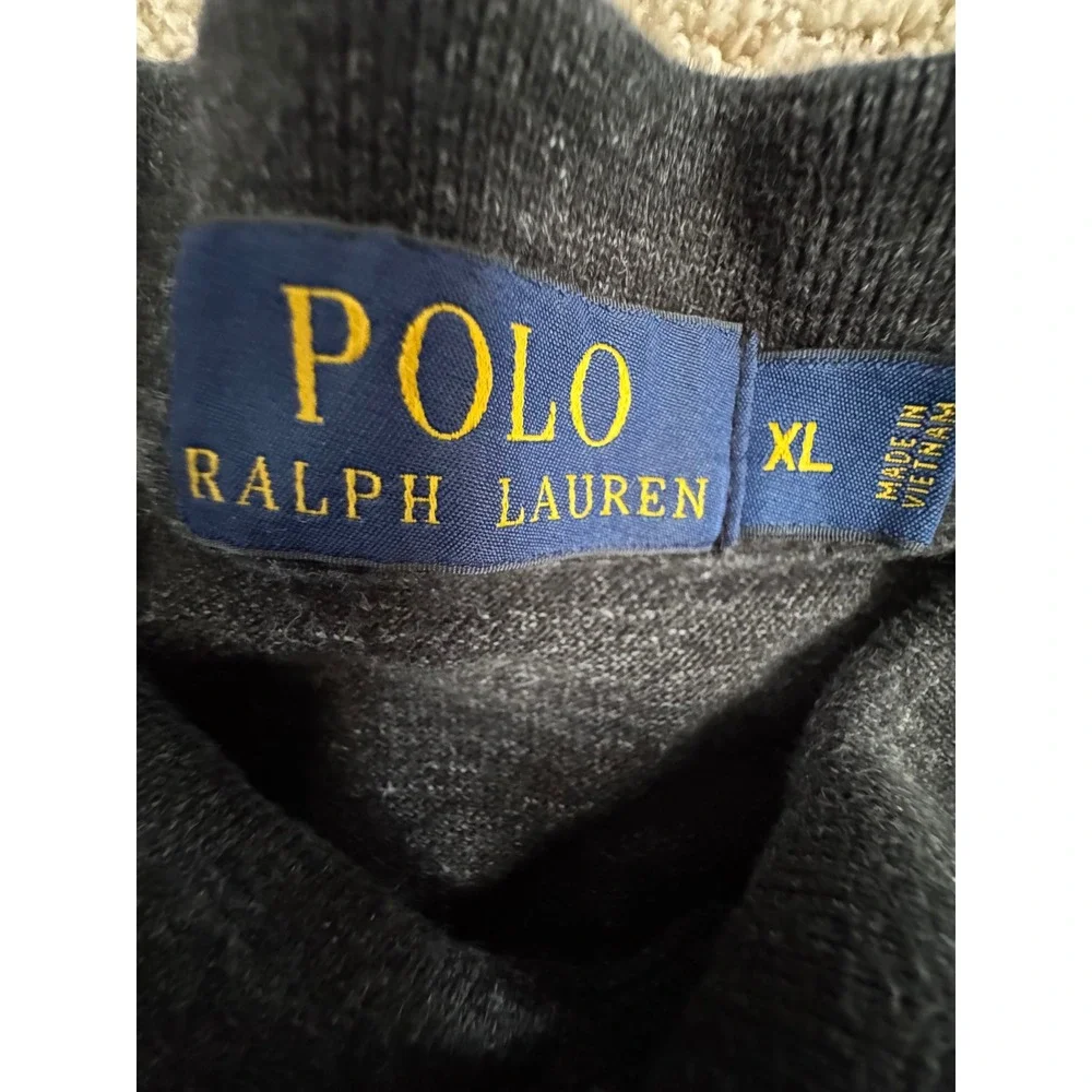 Polo Ralph Lauren‎ Men's Short Sleeve Polo Shirt Heathered Gray Purple Pony XL